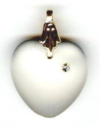 1 15mm Matte Crystal Heart Pendant with Rhinestone and Gold Bail